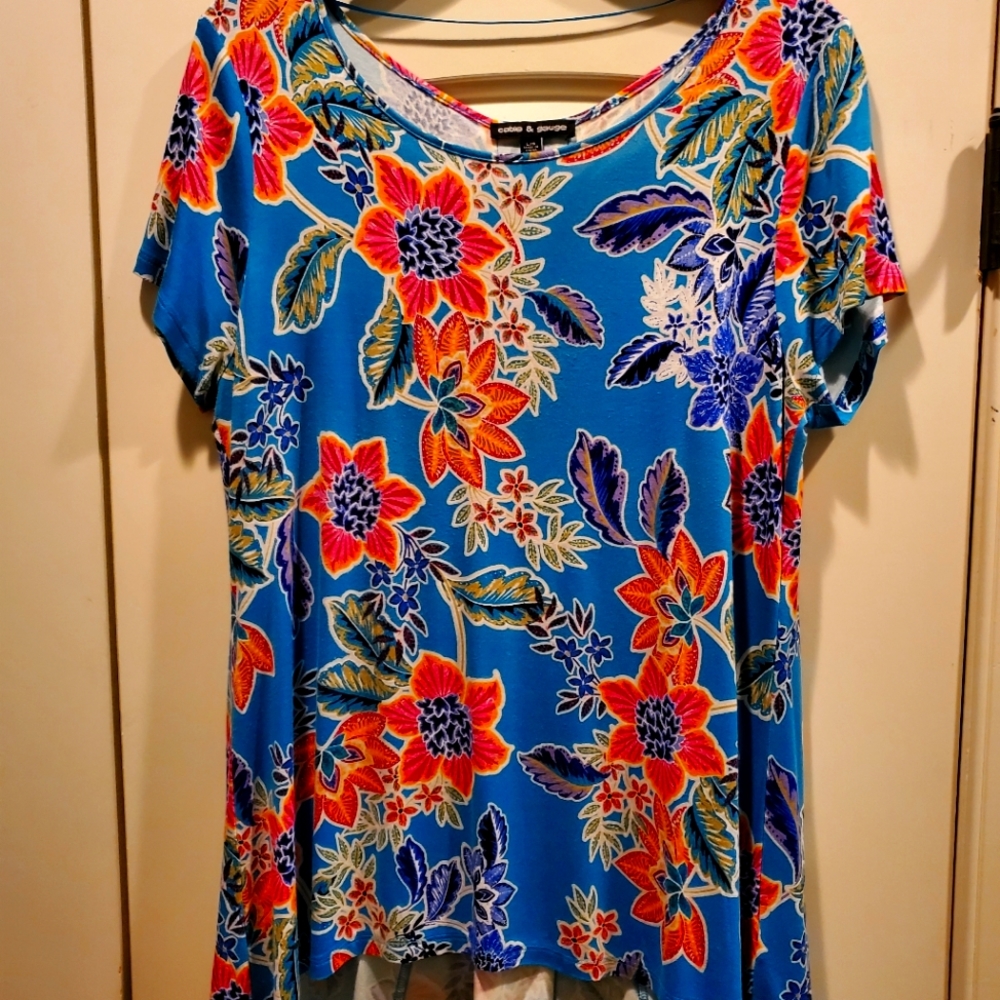 Cable and Gauge tropical print top